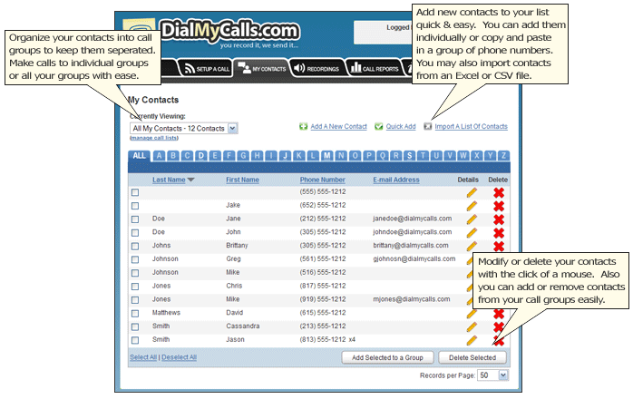 DialMyCalls - Manage Your Contacts