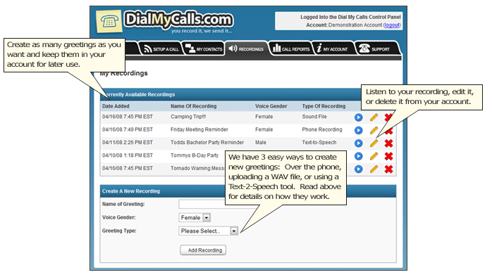 DialMyCalls - Manage Your Recordings