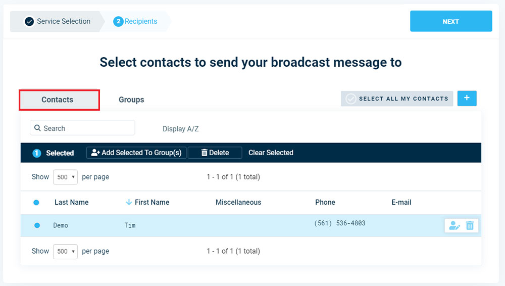Add Individual Contacts To Broadcast - Version 3