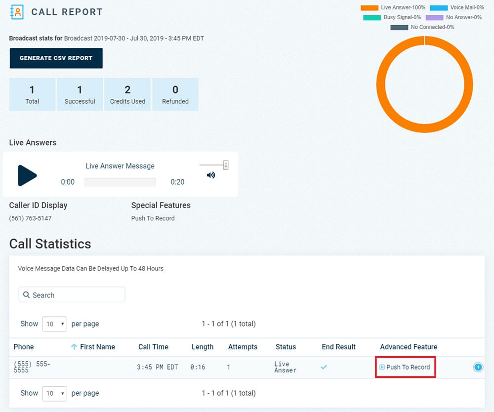 Push To Leave Message Reports - Version 3
