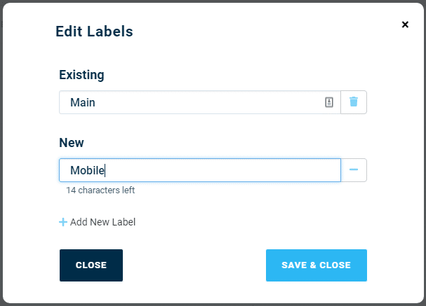 Add New Labels - DialMyCalls