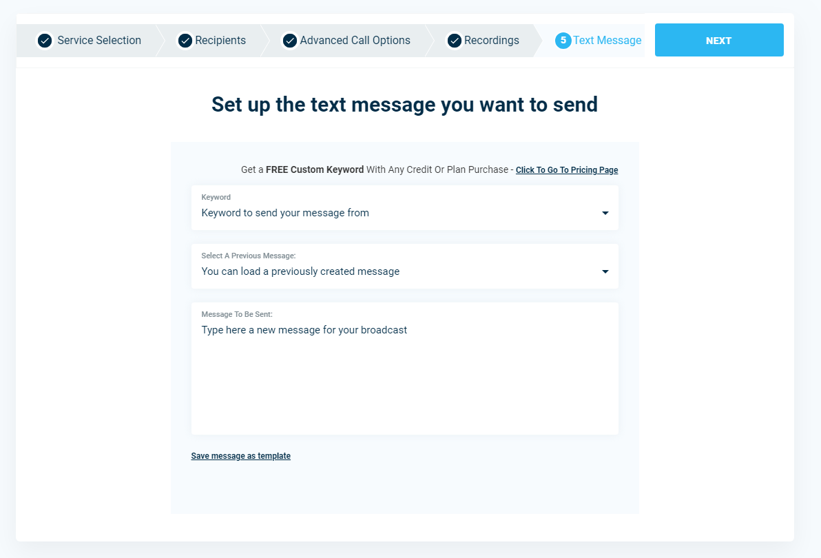 Create Text Message - DialMyCalls Version 3.0