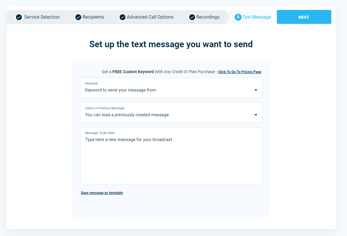 Create Text Message - DialMyCalls Version 3.0