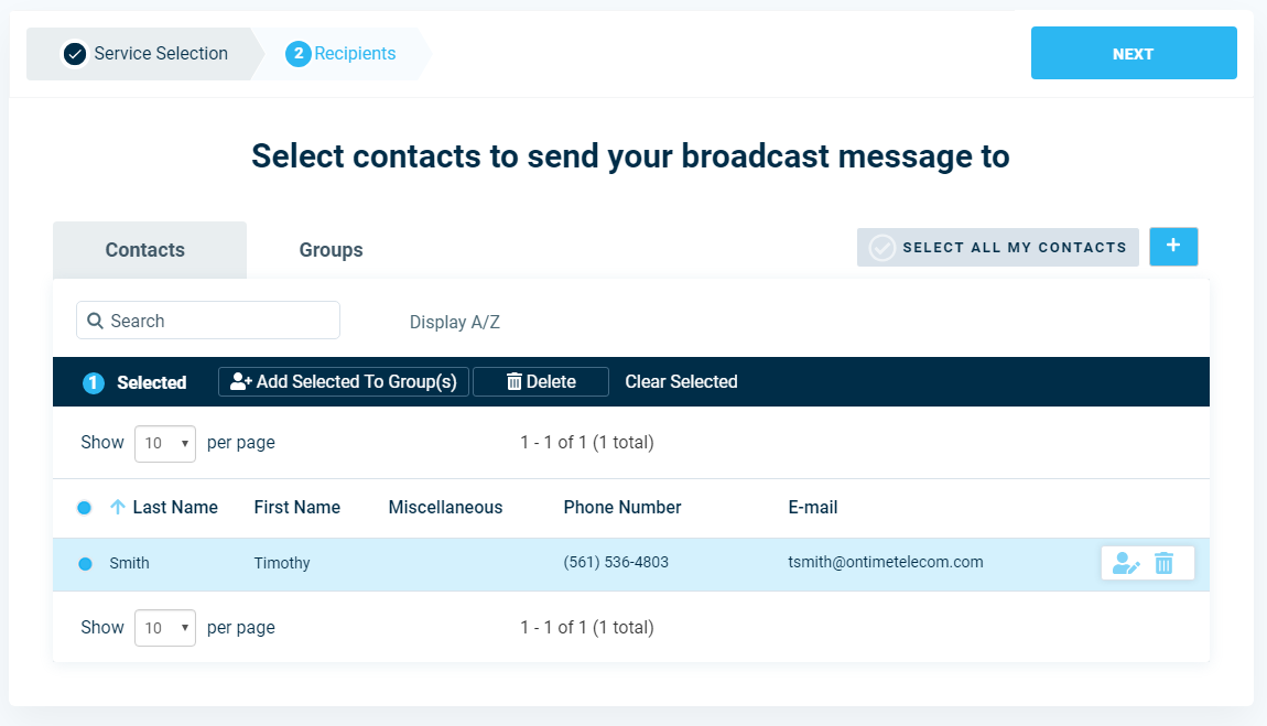 Select Contacts - DialMyCalls Version 3.0