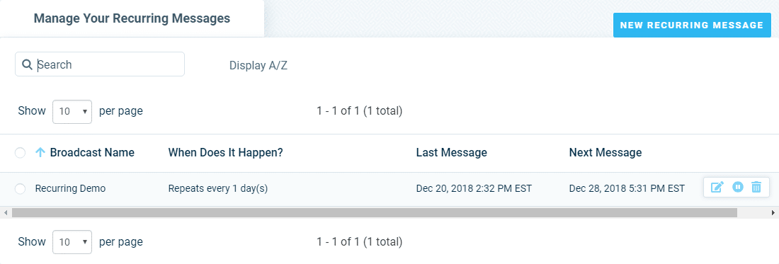 Manage Recurring Messages