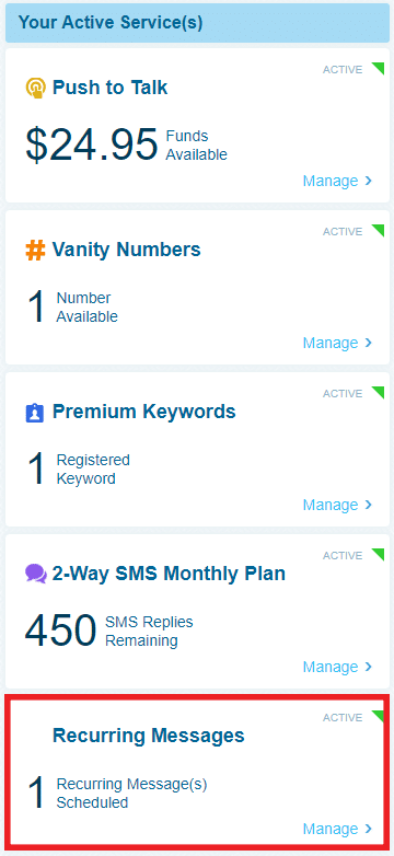 Recurring Messages - Dashboard Widget