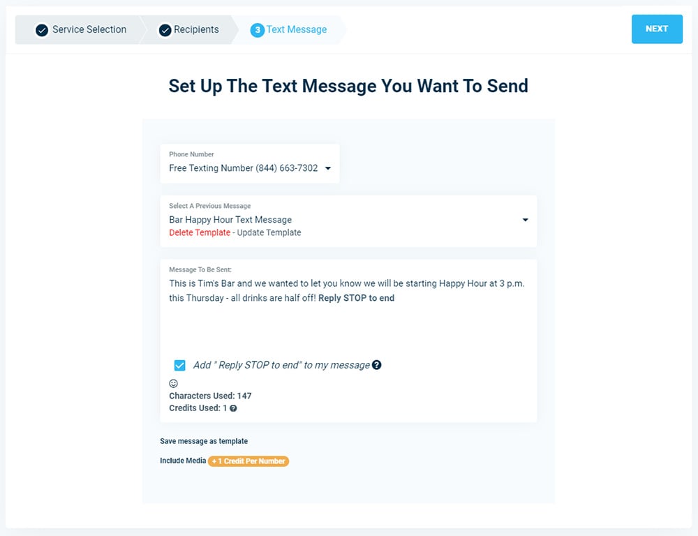Bar SMS Text Message - DialMyCalls