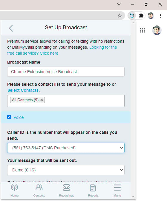 Voice Broadcast - DialMyCalls Bulk SMS Chrome Extension