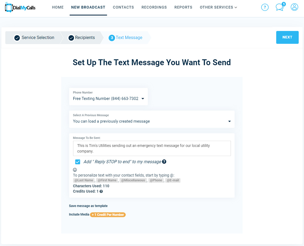 Utility Customer SMS Text Message - DialMyCalls