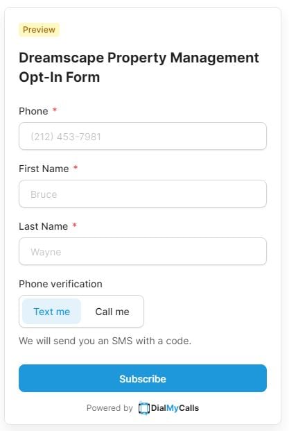 Opt-In Form - DialMyCalls