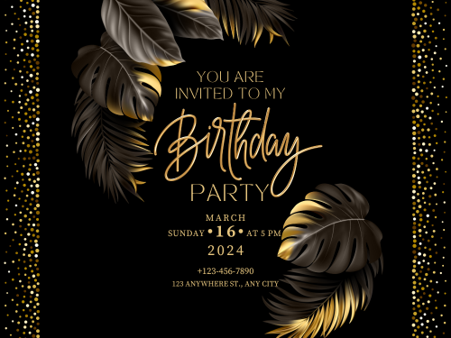 Fancy Birthday Party Text Invitation Card Example