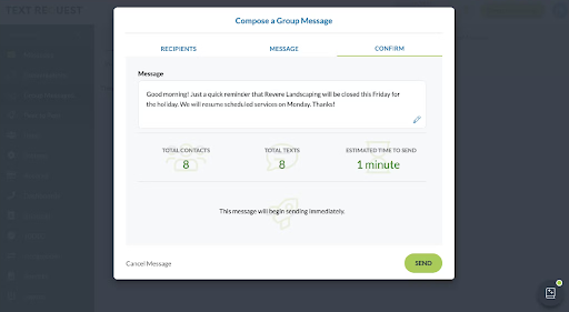Group Message Overview - Text Request