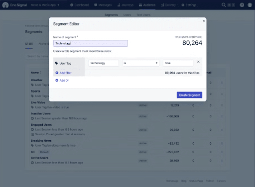 User Segments - OneSignal