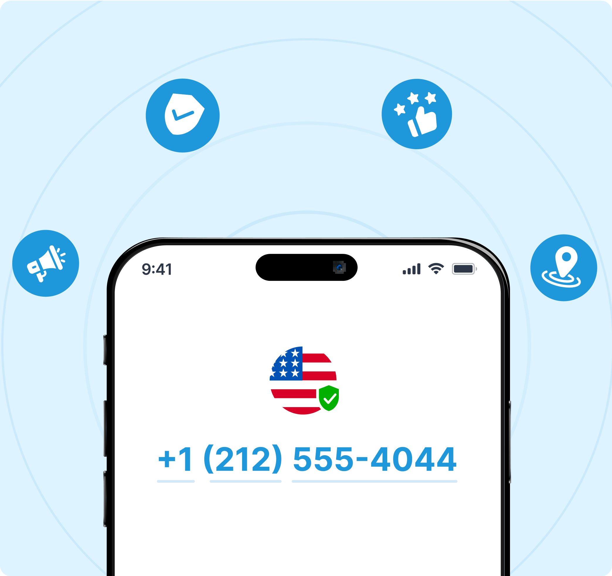 USA number on phone display